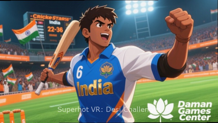 Superhot VR: Desi Challenges - Indian Street Level Superhot VR: Desi Challenges gameplay screenshot showing Indian street scene with VR headset